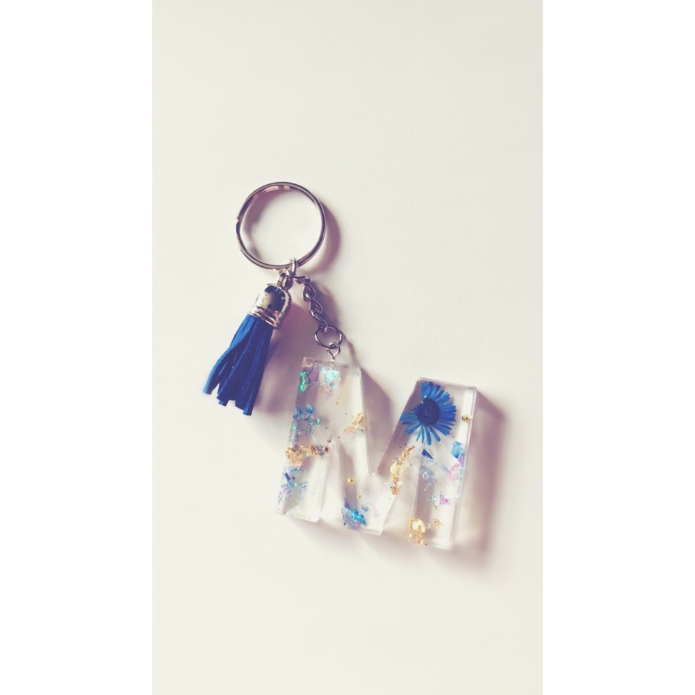 Monogram Resin Personalized letter M keychain